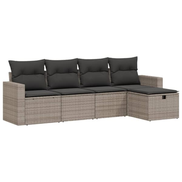 vidaXL sofasæt 5 dele med hynder polyrattan grå