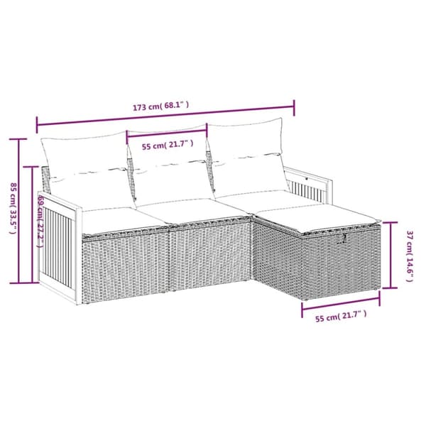 vidaXL sofasæt til haven 4 dele med hynder polyrattan beige
