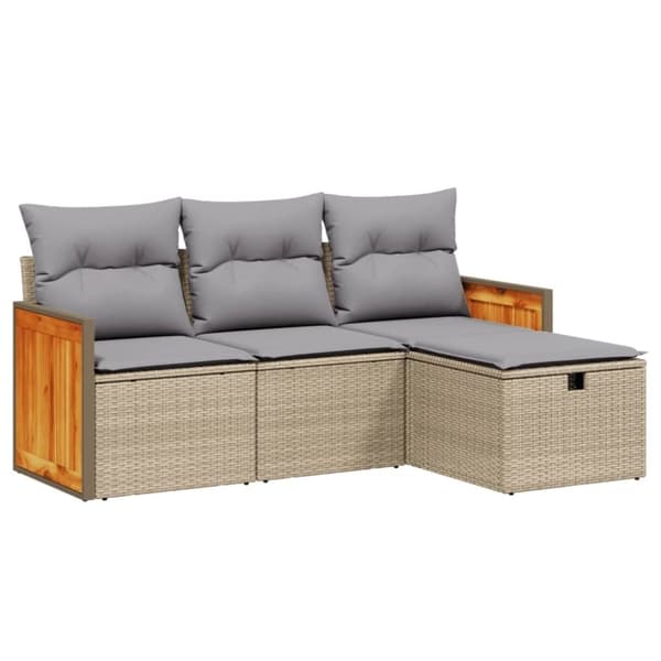 vidaXL sofasæt til haven 4 dele med hynder polyrattan beige