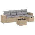 Miniatyrbillede 2 af 5: vidaXL havesofasæt 6 dele med hynder polyrattan beige