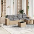 Miniatyrbillede 1 af 5: vidaXL havesofasæt 6 dele med hynder polyrattan beige