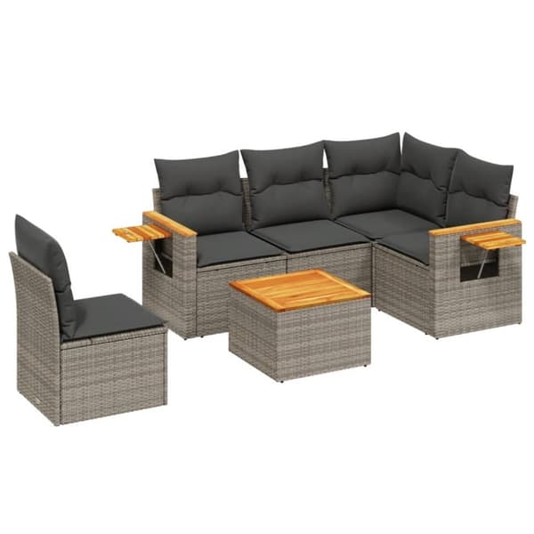 vidaXL sofasæt til haven 6 dele med hynder polyrattan grå
