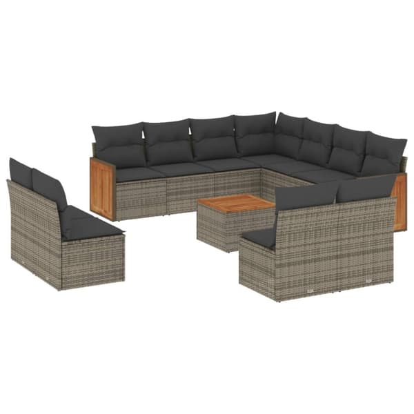 vidaXL sofasæt til haven 12 dele med hynder polyrattan grå