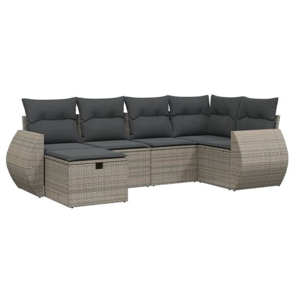 vidaXL sofasæt til haven 6 dele med hynder polyrattan grå