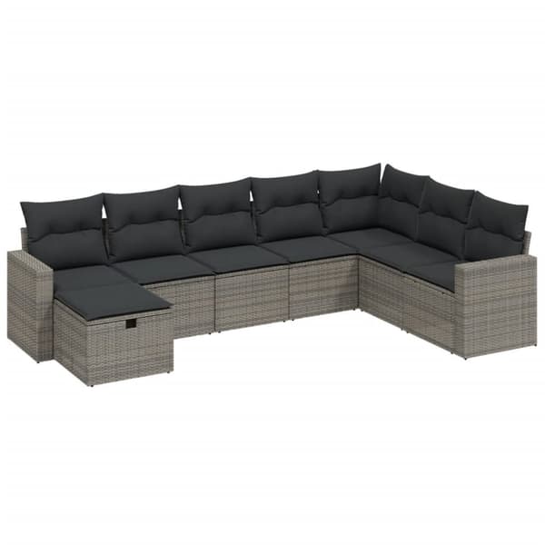 vidaXL sofasæt til haven 8 dele med hynder polyrattan grå