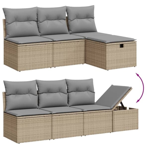 vidaXL havesofasæt 8 dele med hynder polyrattan beige