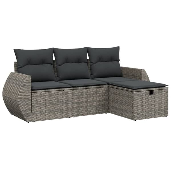 vidaXL sofasæt til haven 4 dele med hynder polyrattan grå