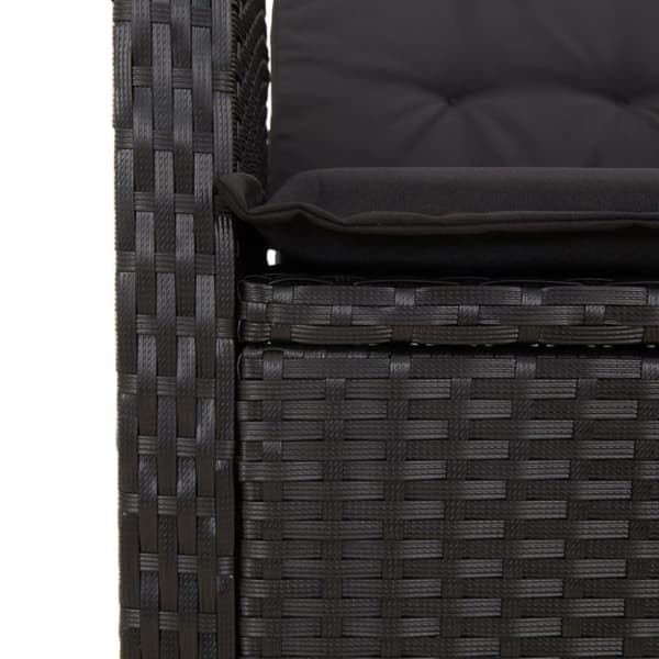 vidaXL spisebordssæt til haven 4 dele med hynder polyrattan sort