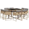 Miniatyrbillede 1 af 6: vidaXL spisebordssæt til haven 9 dele med hynder polyrattan beige