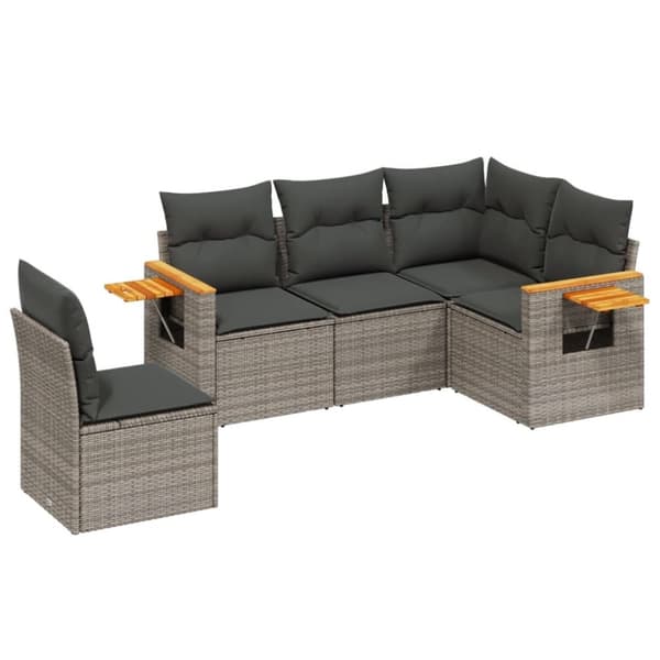 vidaXL sofasæt 5 dele med hynder polyrattan grå