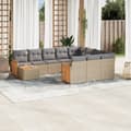 Miniatyrbillede 2 af 11: vidaXL sofasæt til haven 11 dele med hynder polyrattan beige