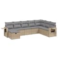 Miniatyrbillede 3 af 5: vidaXL havesofasæt 8 dele med hynder polyrattan beige