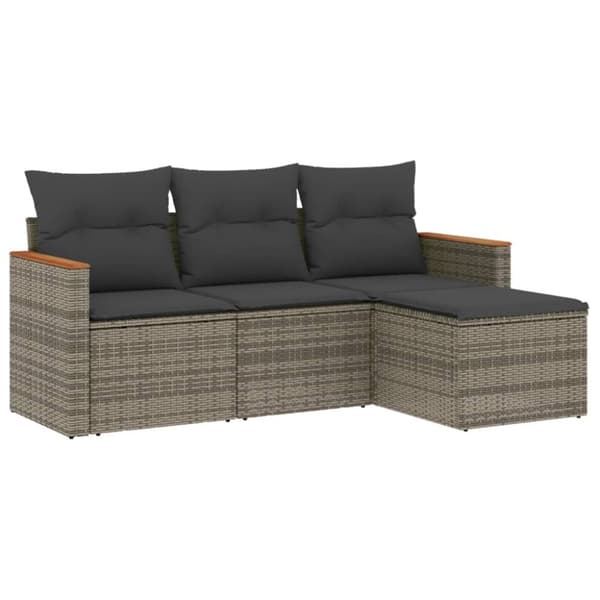 vidaXL sofasæt til haven 4 dele med hynder polyrattan grå