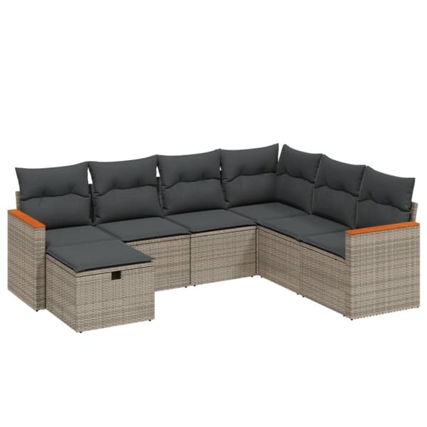 vidaXL sofaesæt til haven 7 dele med hynder polyrattan grå