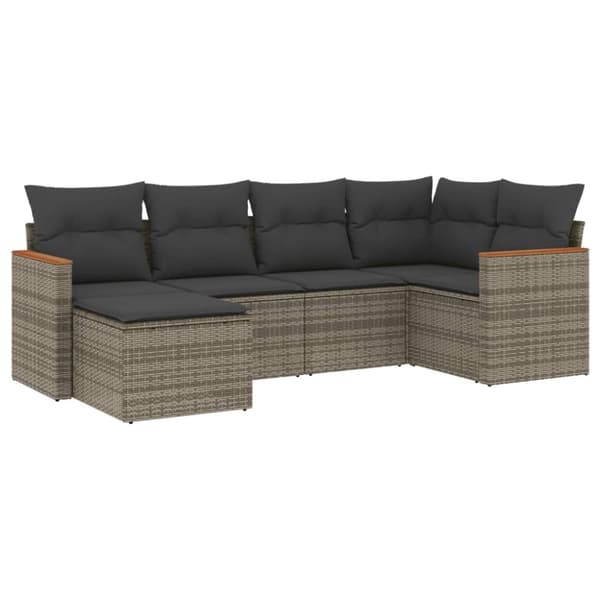 vidaXL sofasæt til haven 6 dele med hynder polyrattan grå