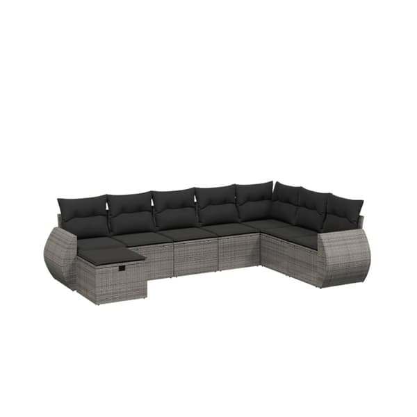 vidaXL sofasæt til haven 8 dele med hynder polyrattan grå