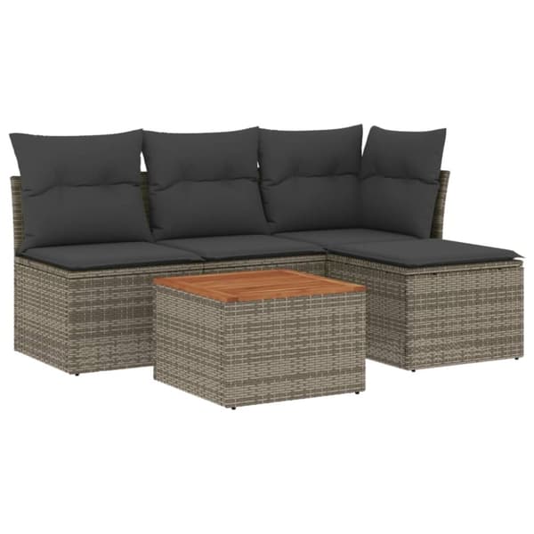 vidaXL sofasæt 5 dele med hynder polyrattan grå