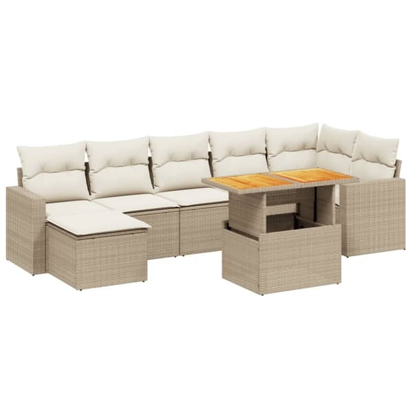 vidaXL sofasæt til haven 8 dele med hynder polyrattan beige