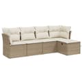 Miniatyrbillede 3 af 5: vidaXL sofasæt til haven 5 dele med hynder polyrattan beige