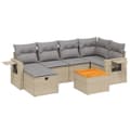 Miniatyrbillede 3 af 5: vidaXL havesofasæt 7 dele med hynder polyrattan beige