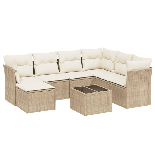 vidaXL sofasæt til haven 8 dele med hynder polyrattan beige
