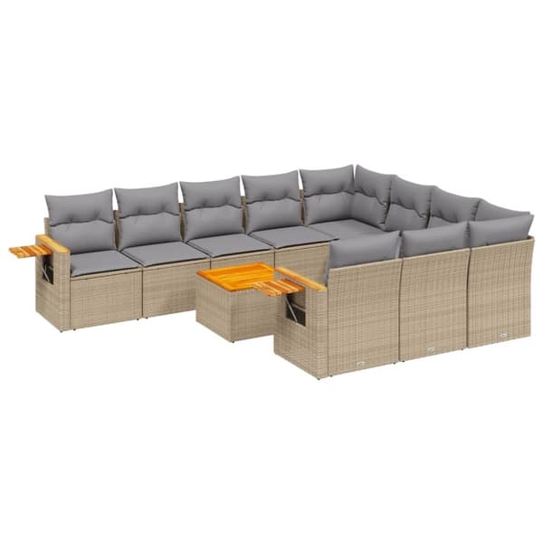 vidaXL sofasæt til haven 11 dele med hynder polyrattan beige