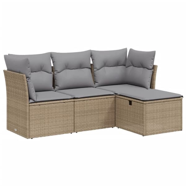 vidaXL sofasæt til haven 4 dele med hynder polyrattan beige