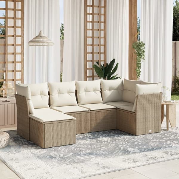 vidaXL sofasæt til haven 6 dele med hynder polyrattan beige