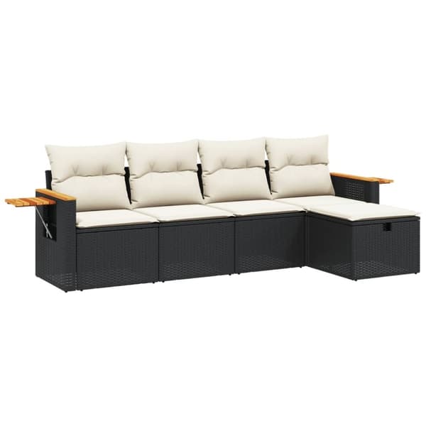 vidaXL sofasæt til haven 5 dele med hynder polyrattan sort