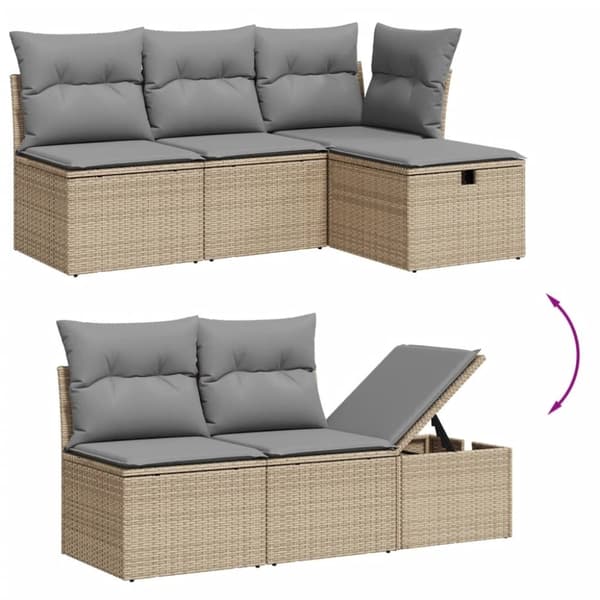 vidaXL havesofasæt 6 dele med hynder polyrattan beige