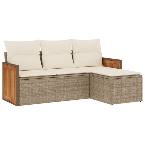 vidaXL sofasæt til haven 4 dele med hynder polyrattan beige