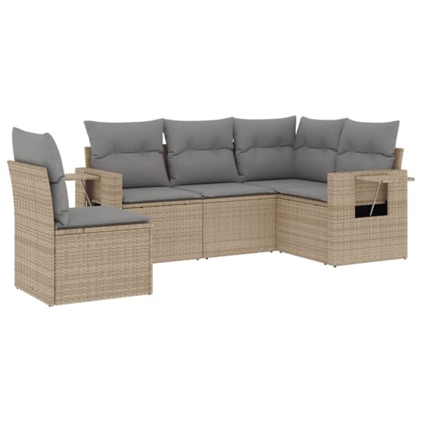 vidaXL sofasæt til haven 5 dele med hynder polyrattan beige