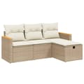 Miniatyrbillede 3 af 5: vidaXL sofasæt til haven 4 dele med hynder polyrattan beige
