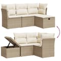 Miniatyrbillede 4 af 5: vidaXL sofasæt til haven 4 dele med hynder polyrattan beige
