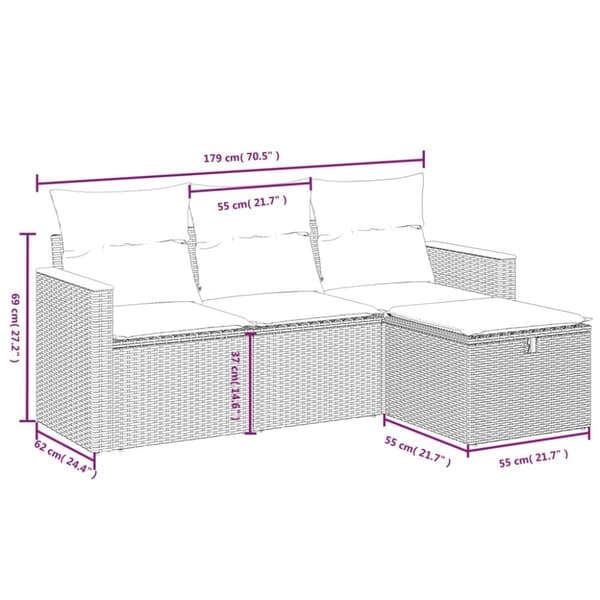 vidaXL sofasæt til haven 4 dele med hynder polyrattan beige