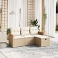 Miniatyrbillede 2 af 5: vidaXL sofasæt til haven 4 dele med hynder polyrattan beige