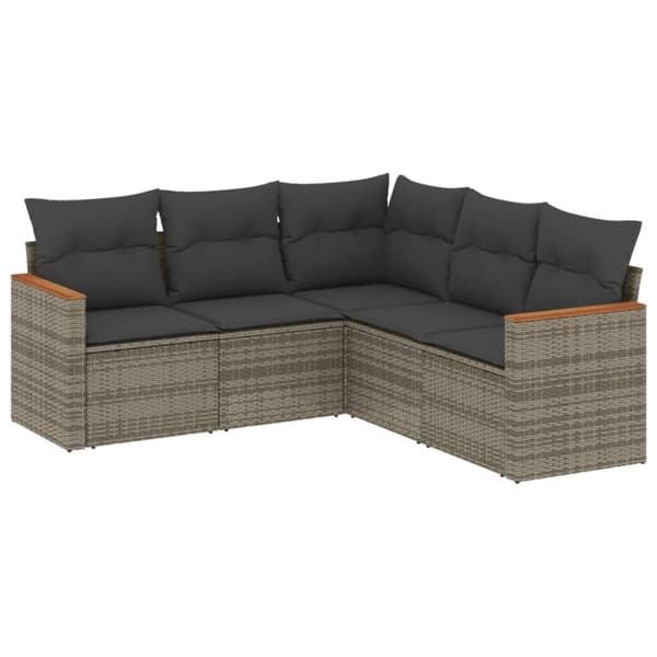 vidaXL sofasæt 5 dele med hynder polyrattan grå