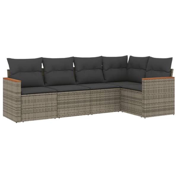 vidaXL sofasæt 5 dele med hynder polyrattan grå