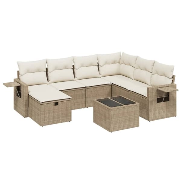 vidaXL sofasæt til haven 8 dele med hynder polyrattan beige