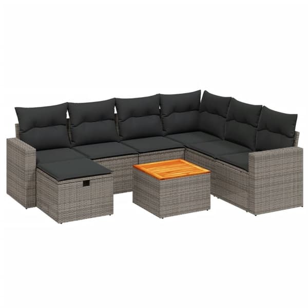 vidaXL sofasæt til haven 8 dele med hynder polyrattan grå