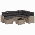 Miniatyrbillede 1 af 3: vidaXL sofasæt til haven 8 dele med hynder polyrattan grå