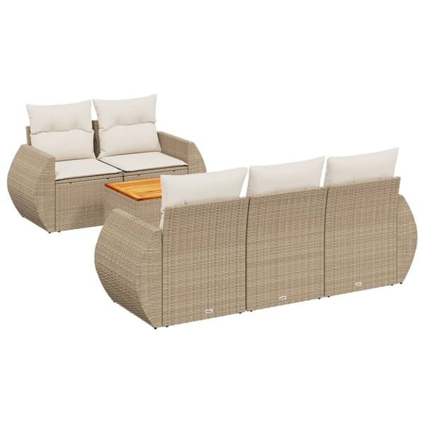 vidaXL sofasæt til haven 6 dele med hynder polyrattan beige