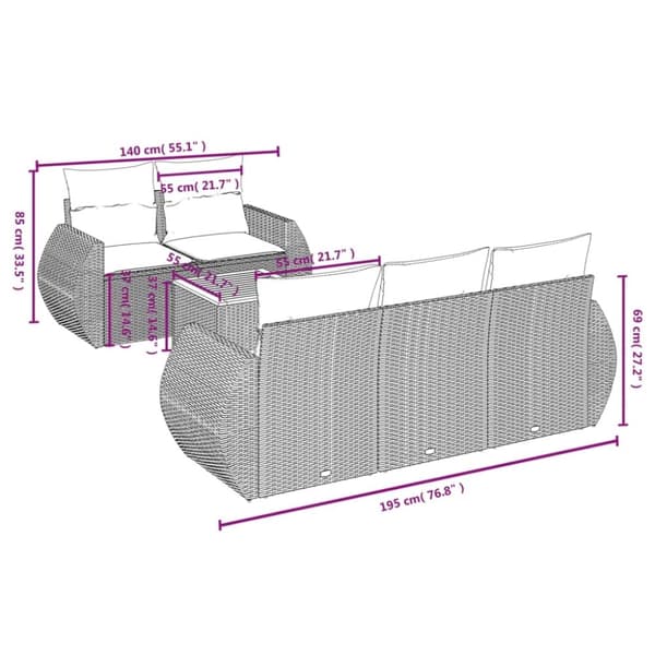 vidaXL sofasæt til haven 6 dele med hynder polyrattan beige