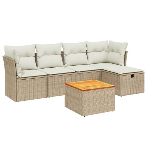 vidaXL sofasæt til haven 6 dele med hynder polyrattan beige