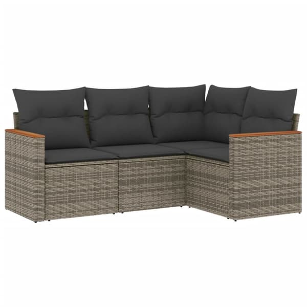 vidaXL sofasæt til haven 4 dele med hynder polyrattan grå