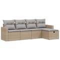 Miniatyrbillede 3 af 5: vidaXL havesofasæt 5 dele med hynder polyrattan beige