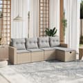 Miniatyrbillede 2 af 5: vidaXL havesofasæt 5 dele med hynder polyrattan beige