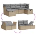 Miniatyrbillede 4 af 5: vidaXL havesofasæt 6 dele med hynder polyrattan beige