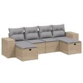 Miniatyrbillede 2 af 5: vidaXL havesofasæt 6 dele med hynder polyrattan beige