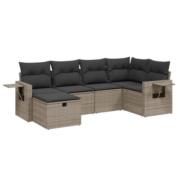 vidaXL sofasæt til haven 6 dele med hynder polyrattan grå